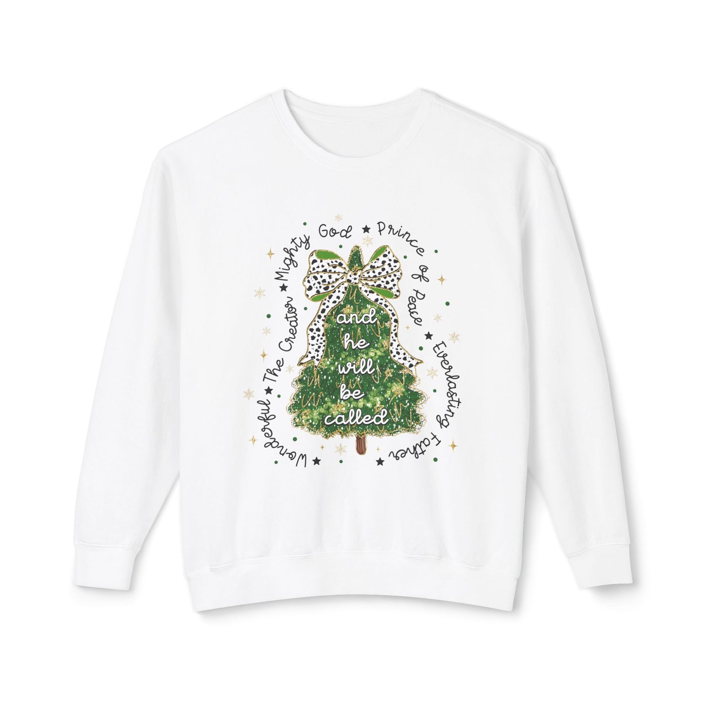 Names of Jesus Christmas Tree Women's Lightweight Crewneck Sweatshirt