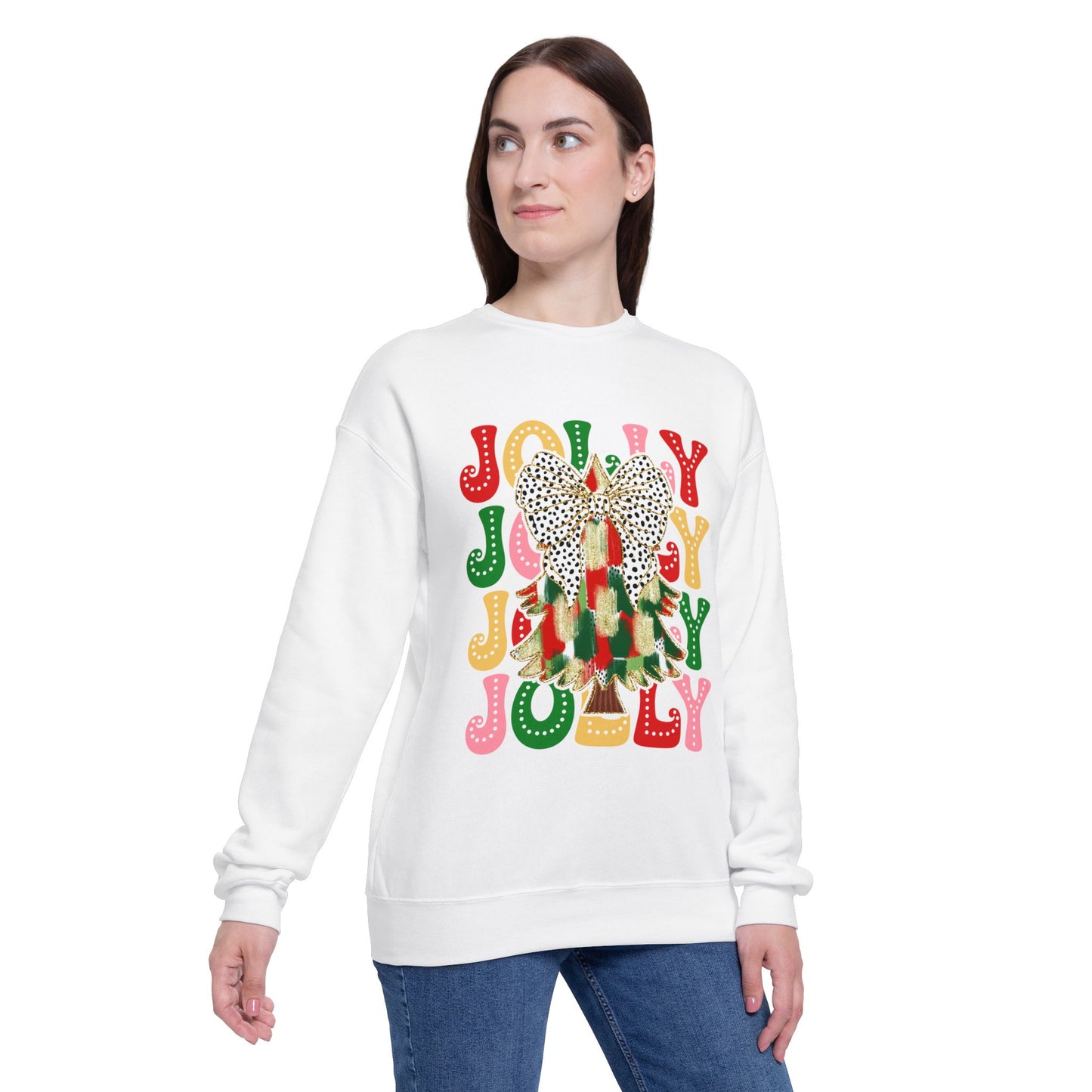 Jolly Christmas Bow Women's Drop Shoulder Sweatshirt