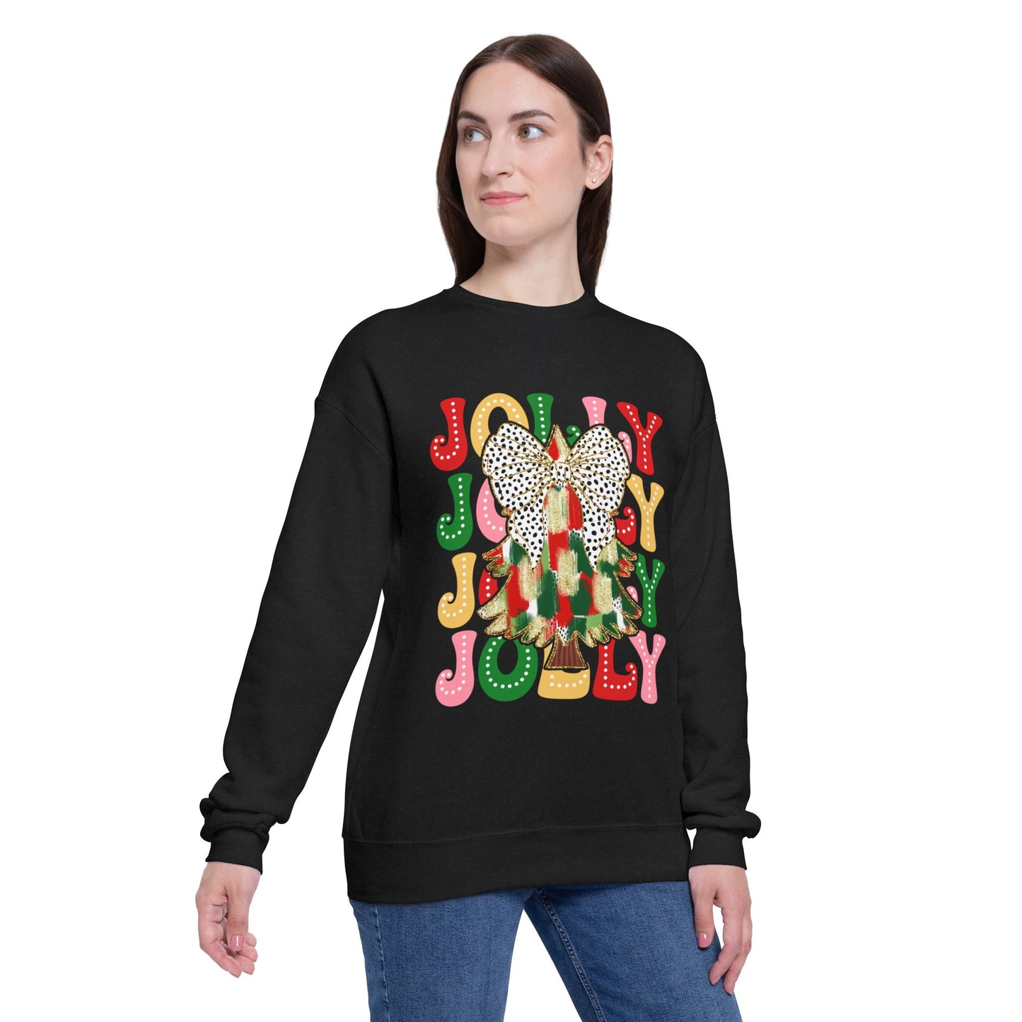 Jolly Christmas Bow Women's Drop Shoulder Sweatshirt