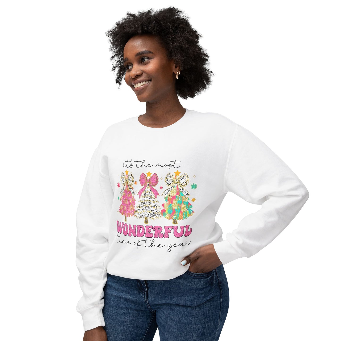 It's The Most Wonderful Time Of The Year Women's Christmas Lightweight Crewneck Sweatshirt