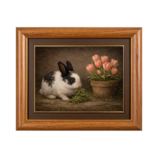 Tulips and Clay — Heirloom Bunny Still Life